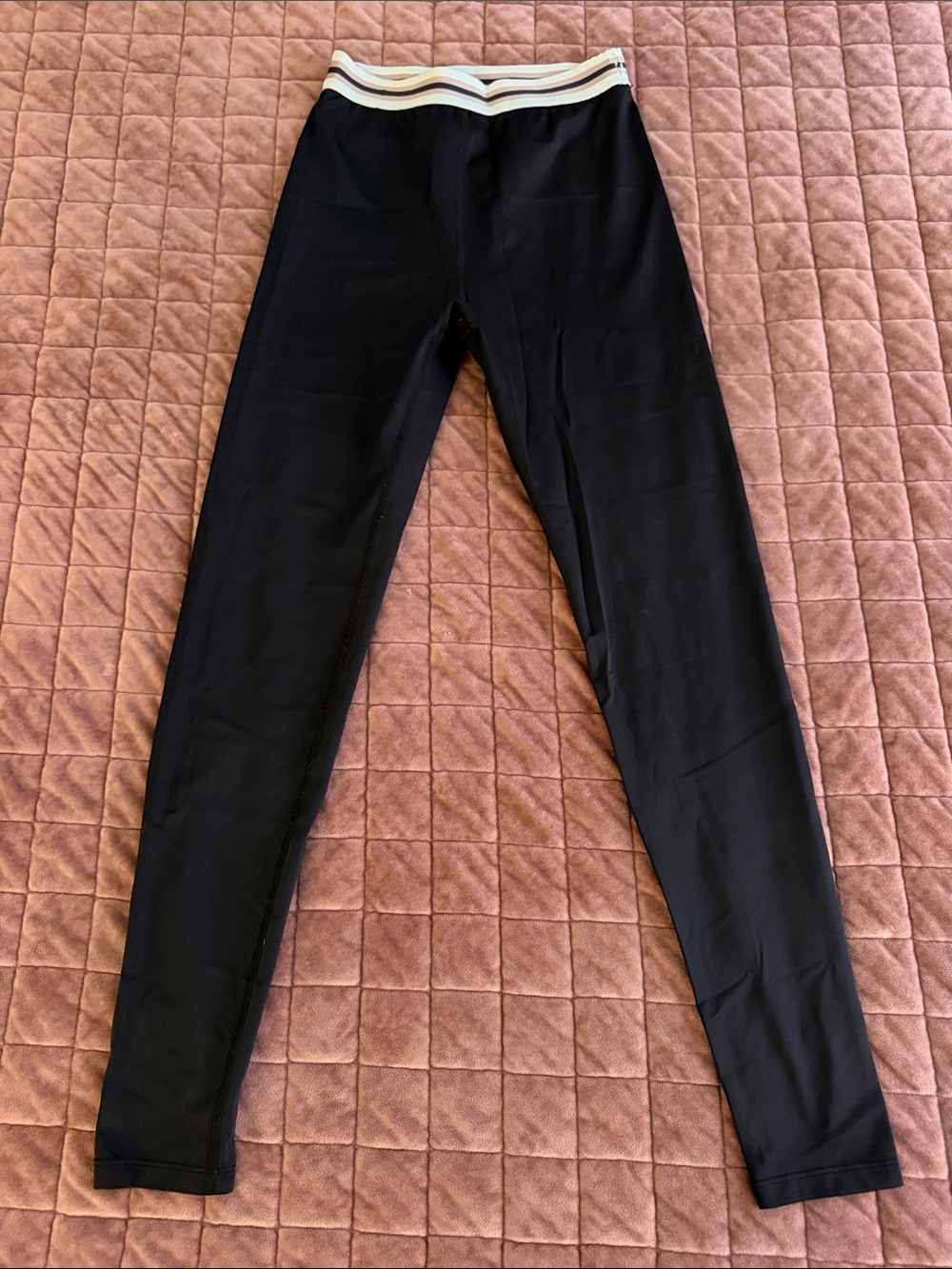 Beyond Yoga Black Leggings with Stripe Waistband Size Small